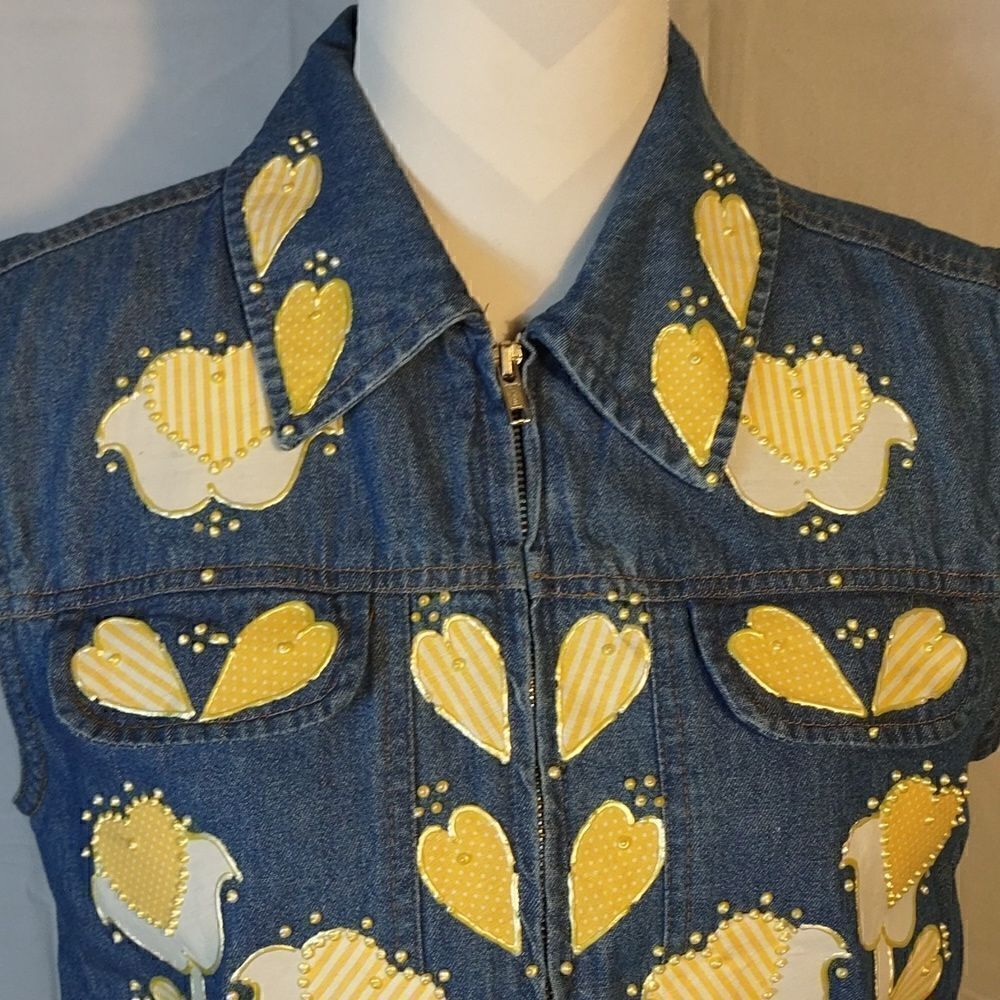 First Class Embellished Denim Women's Vest - Picture 2 of 7